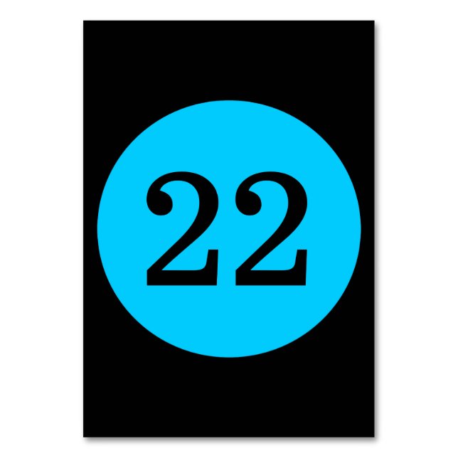 Bordsnumret Black and Aqua Blue Circle Bordsnummer (Framsidan)