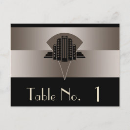 Bordsnumret Black and Bronze Art Deco Torn Vykort