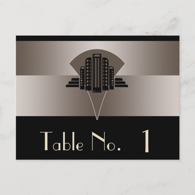 Bordsnumret Black and Bronze Art Deco Torn Vykort (Framsida)