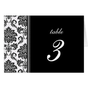 Bordsnumret Black and White Damask Wedding OBS Kort