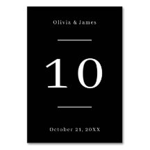 Bordsnumret Black Bröllop