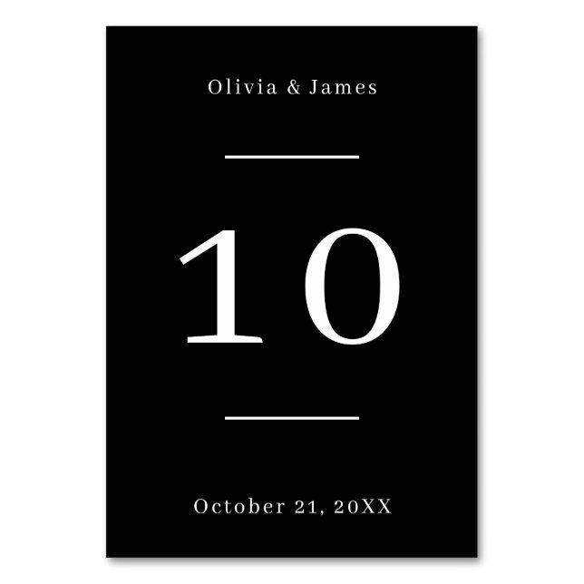 Bordsnumret Black Bröllop Bordsnummer (Framsidan)