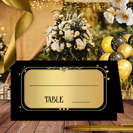 Bordsnumret Black Guld Confetti Bröllop Placeringskort