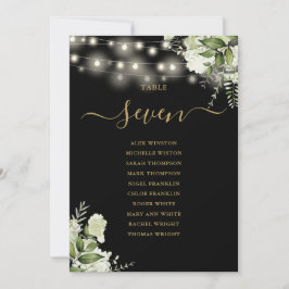 Bordsnumret Black Guld Greenery Seite Plan Inbjudningar