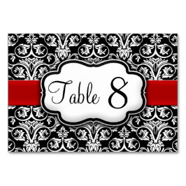 Bordsnumret Black/White Damask Red Ribbon Bordsnummer