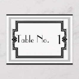 Bordsnumret Black White Silver Art Deco Ram Vykort