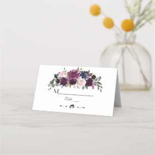Bordsnumret Blått Blommigt i lavender, marinblått Placeringskort