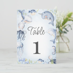 Bordsnumret Blått under Sea Boys Baby Shower Inbjudningar