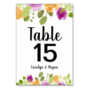 Bordsnumret Blommigt av vattenfärgsfärg i lila Blo Bordsnummer