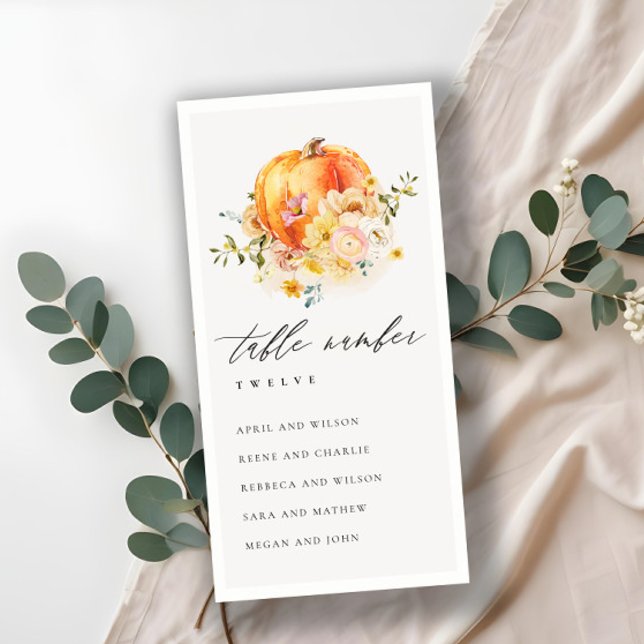 Bordsnumret blommigt för höststicksschema tack kort (Skapare uppladdad)