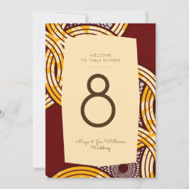 Bordsnumret Blommigten Guld i Ankara Kitenge Inbjudningar