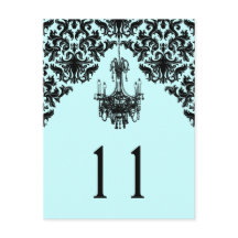 Bordsnumret Blue and Black Damask Chandelier