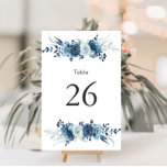Bordsnumret Blue blommigt bröllop Bordsnummer<br><div class="desc">En underbar blå och vit design med målade blå vattenfärger blommor. Texten och färg på detta kort kan vara personlig.</div>