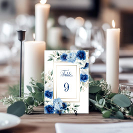 Bordsnumret Blue Blommigt Bröllop Bordsnummer