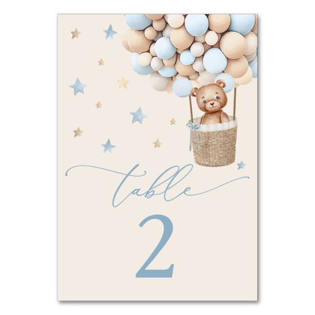 Bordsnumret Blue Boy Nalle Baby Shower Bordsnummer (Framsidan)