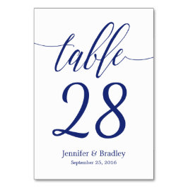 Bordsnumret Blue Calligraphy | Redigerbart Färg Bordsnummer