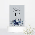 Bordsnumret Blue & Navy Blommigt - Blue Grått Bordsnummer<br><div class="desc">Pressa upp bröllop eller party bord med ditt blått och marint Blommigt-Bordsnummer-kort för Grått. Tillverkad med handmålad,  i vattenfärg,  dammig blåa blommor och blåa blommor. Underbar för bröllop,  fallbröllop,  vinterbröllop,  strandbröllop och bröllop med blått tema.</div>