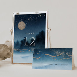 Bordsnumret Blue Night Ligcape Bröllop Bordsnummer