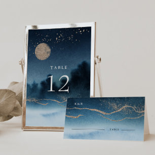 Bordsnumret Blue Night Ligcape Bröllop Bordsnummer