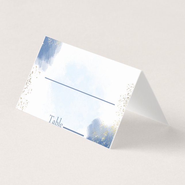 Bordsnumret Blue Watercolor Bröllop Collection Kort (Framsida)