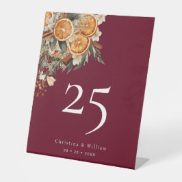 Bordsnumret Boho Burgundy Winter Helgdag Bröllop