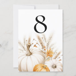 Bordsnumret Boho Pampas Pumpkins Bröllop