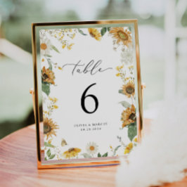 Bordsnumret Boho Solros Blommigt Elegant bröllop