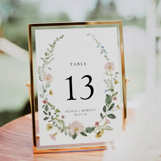 Bordsnumret Boho Vår WildblomGarden Wedding (Wedding Table Number)