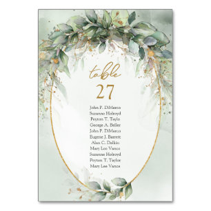 Bordsnumret Boho vattencolor eucalyptus guld ram Bordsnummer