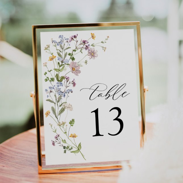 Bordsnumret Boho Whimsical Wildblomma Bröllop (Wedding Table Number)