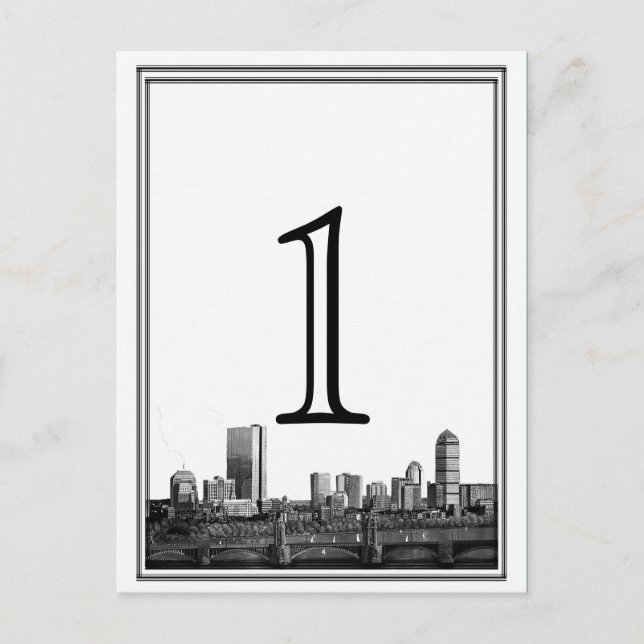 Bordsnumret Boston Destination Wedding Vykort (Framsida)