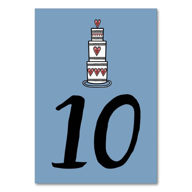Bordsnumret bröllop Cake Illustration Bröllop Bordsnummer (Framsidan)