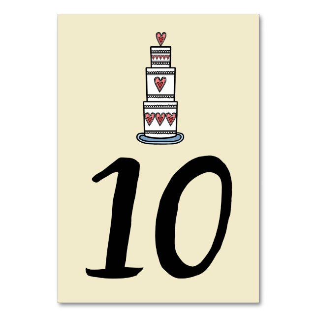 Bordsnumret bröllop Cake Illustration Bröllop Bordsnummer (Framsidan)