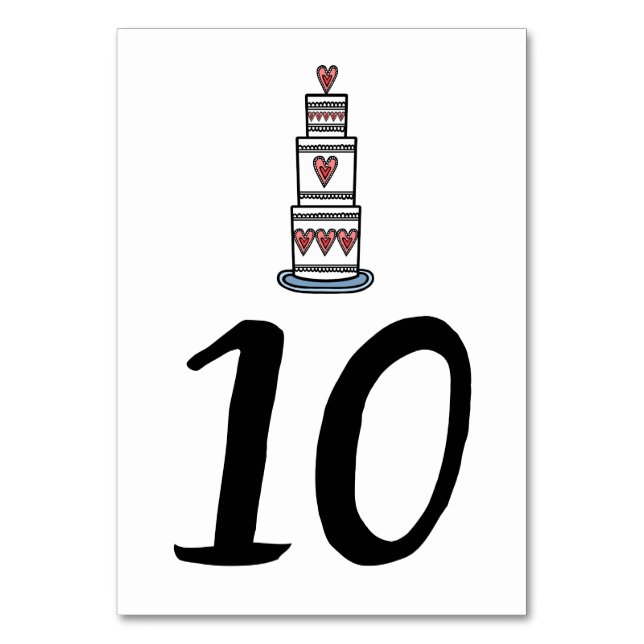 Bordsnumret bröllop Cake Illustration Bröllop Bordsnummer (Framsidan)