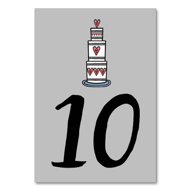 Bordsnumret bröllop Cake Illustration Bröllop Bordsnummer (Framsidan)