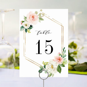 Bordsnumret Bröllop för vita fläckar Blommigten Bordsnummer