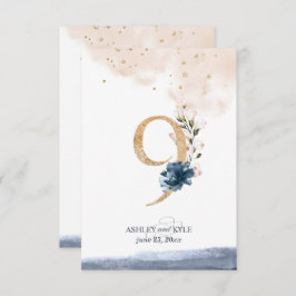 bordsnumret bröllop i flottan, havet och guld inbjudningar