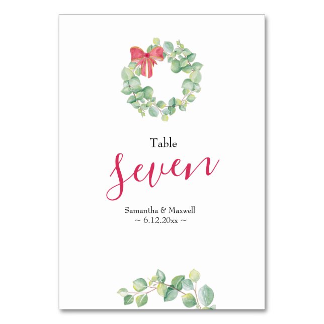 Bordsnumret Bröllop i julfransarna Bordsnummer (Framsidan)
