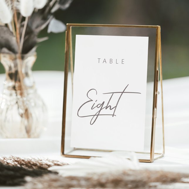 Bordsnumret Bröllop i med minimal modern kalligraf (Elegant Budget Calligraphy Wedding Table Number)