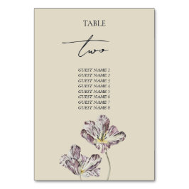Bordsnumret Bröllop i moody Lila Tulips Bordsnummer