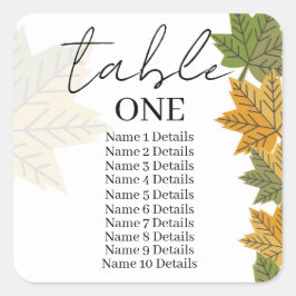 Bordsnumret bröllop-sätesdiagram Lägg till gäst Na Fyrkantigt Klistermärke