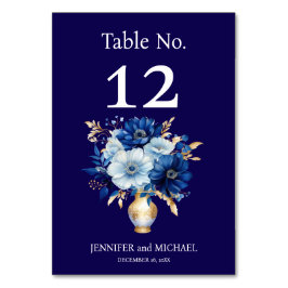 Bordsnumret Bröllop vid marinblått och Guld Bordsnummer