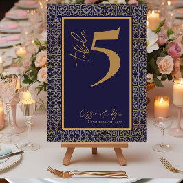 Bordsnumret Bröllopsfest för marin och Guld Tack Kort