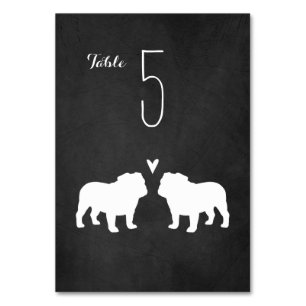 Bordsnumret Bulldog Silhouettes Wedding Reception Bordsnummer