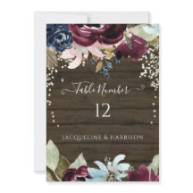 Bordsnumret Burgundy Blommigt Rustic Ljus