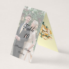 Bordsnumret Butter-Gul ros Bröllop Photo Kort