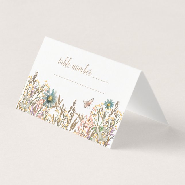 Bordsnumret Butterfly Boho Foliage Kort (Framsida)