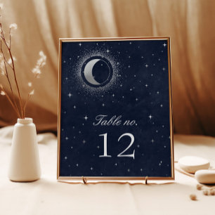 Bordsnumret Celestial Silver Crescent Måne OSA Kort