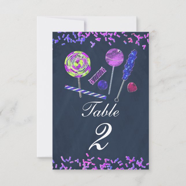 Bordsnumret Chalkboard Candy Land Sweets Chalk Inbjudningar (Framsida)