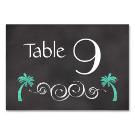 Bordsnumret Chalkboard Teal Beach Wedding Bordsnummer